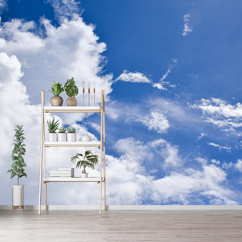 Blue Sky and White Cloud Scenery Wall Covering for Gust Room Bedroom, Waterproofing
