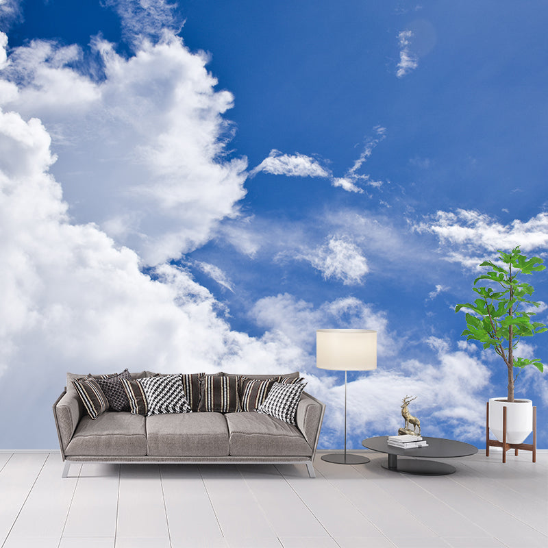 Blue Sky and White Cloud Scenery Wall Covering for Gust Room Bedroom, Waterproofing