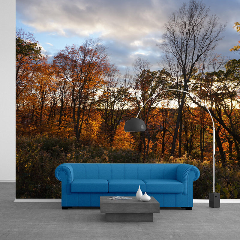 Soft Color Maple Pattern Mural Moisture Resistant Modern Style Bedroom Wall Art