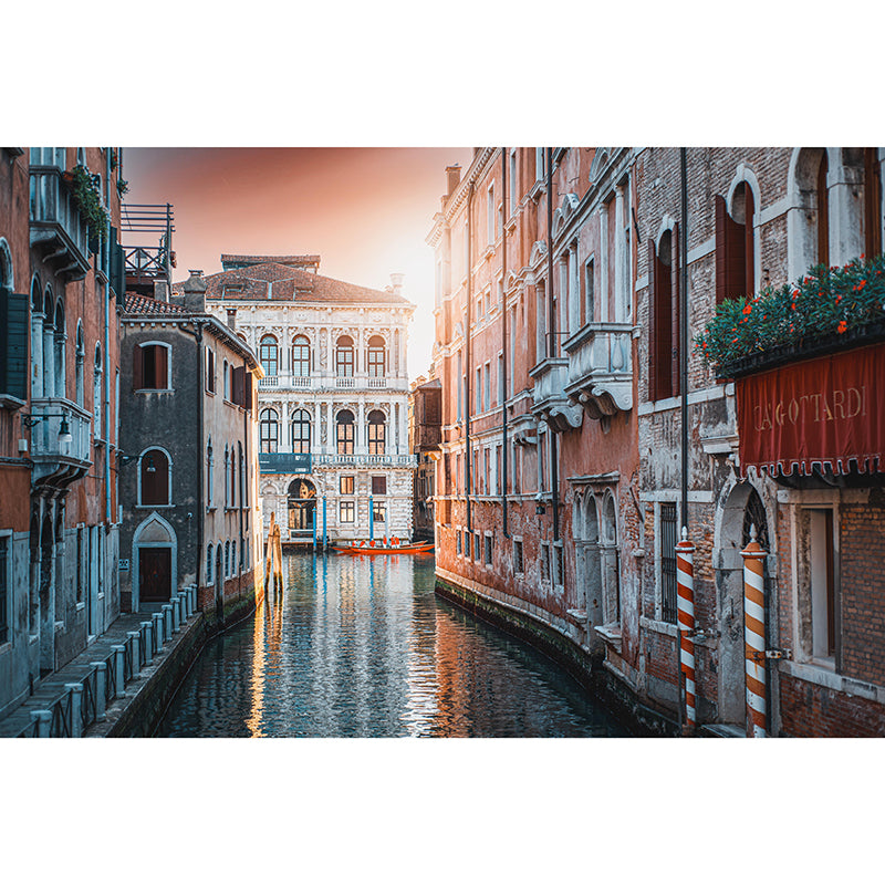 Boat on the Canal Mural Wallpaper Contemporary Venice House Interior Wall Art