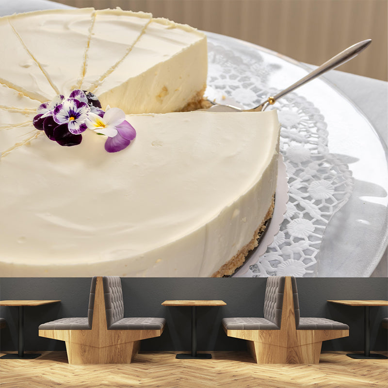 Horizontal Photography Nice Cake Mural Wallpaper Wall Covering for Dessert Shop