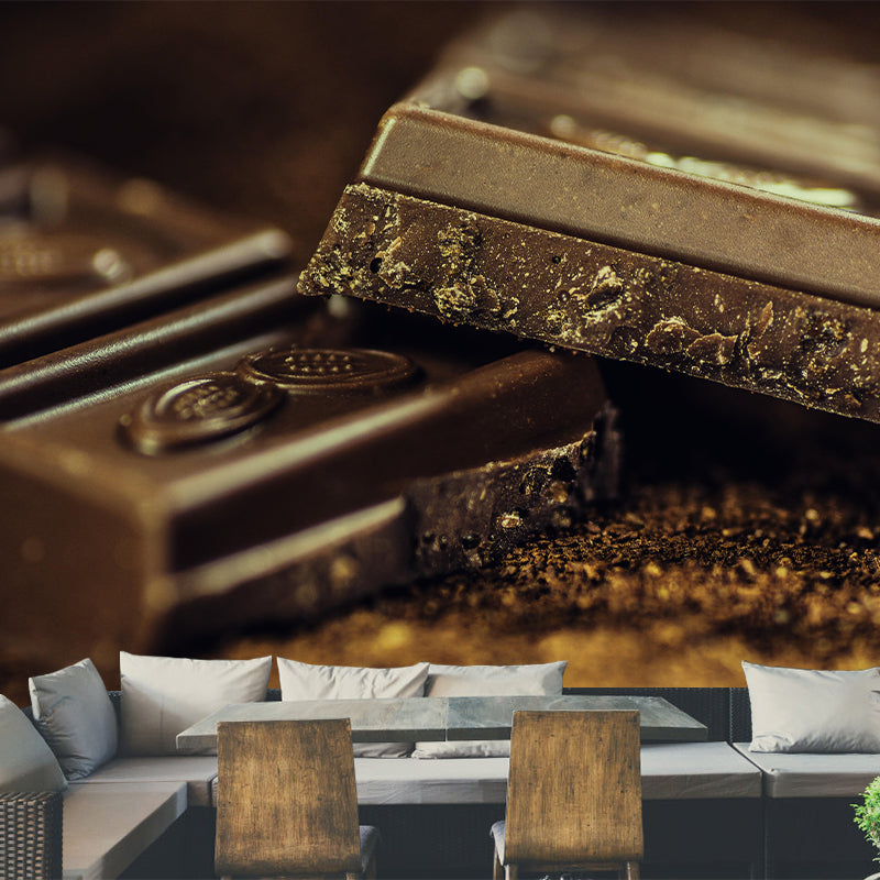 Zachte kleur chocolade muurschildering behang hedendaagse wandbekleding voor dessertwinkel