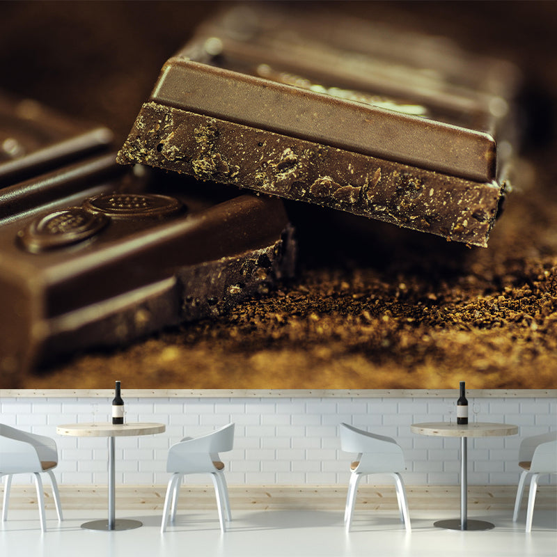 Zachte kleur chocolade muurschildering behang hedendaagse wandbekleding voor dessertwinkel
