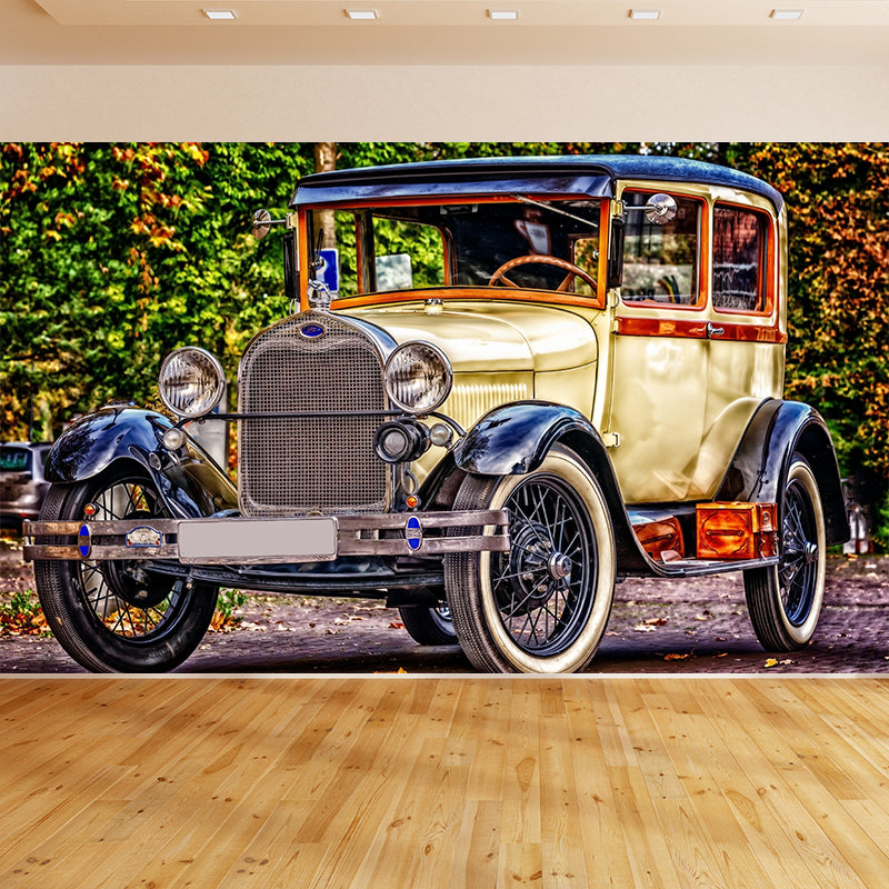 Vintage Car Wall Mural Decorative Wall Mural Stain Resistant for Home Decor