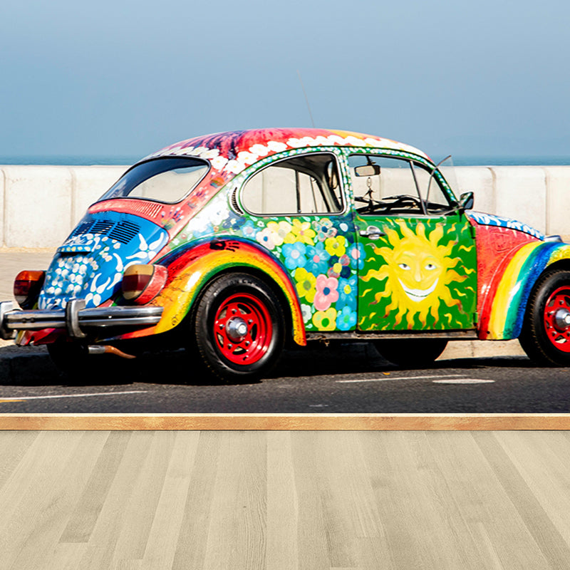 Stain-Resistant Car Mural Wallpaper Wall Art for Fitness Club Decoration