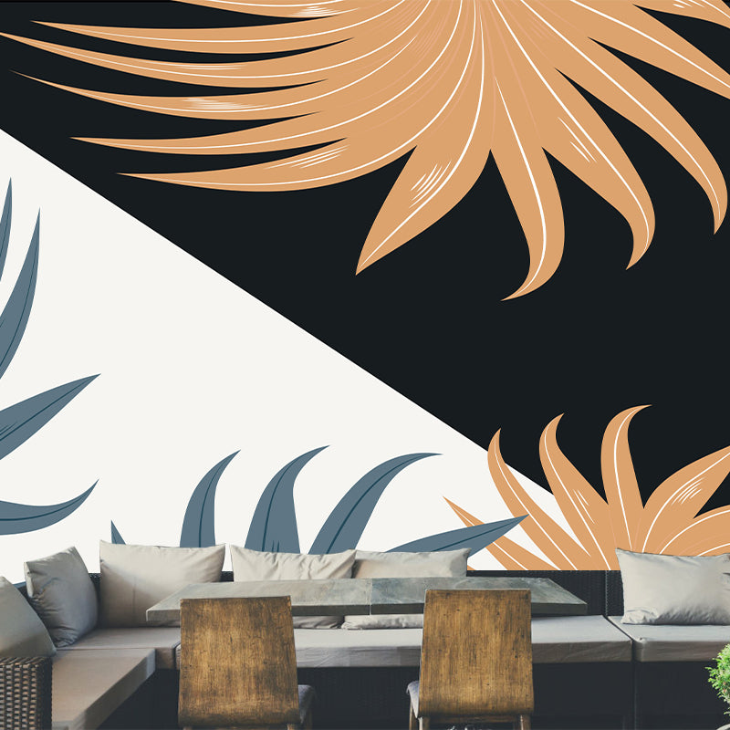 Tropical Natural Botanical Wall Mural Soft Color with Palm Leaf Decorative Wall Decor