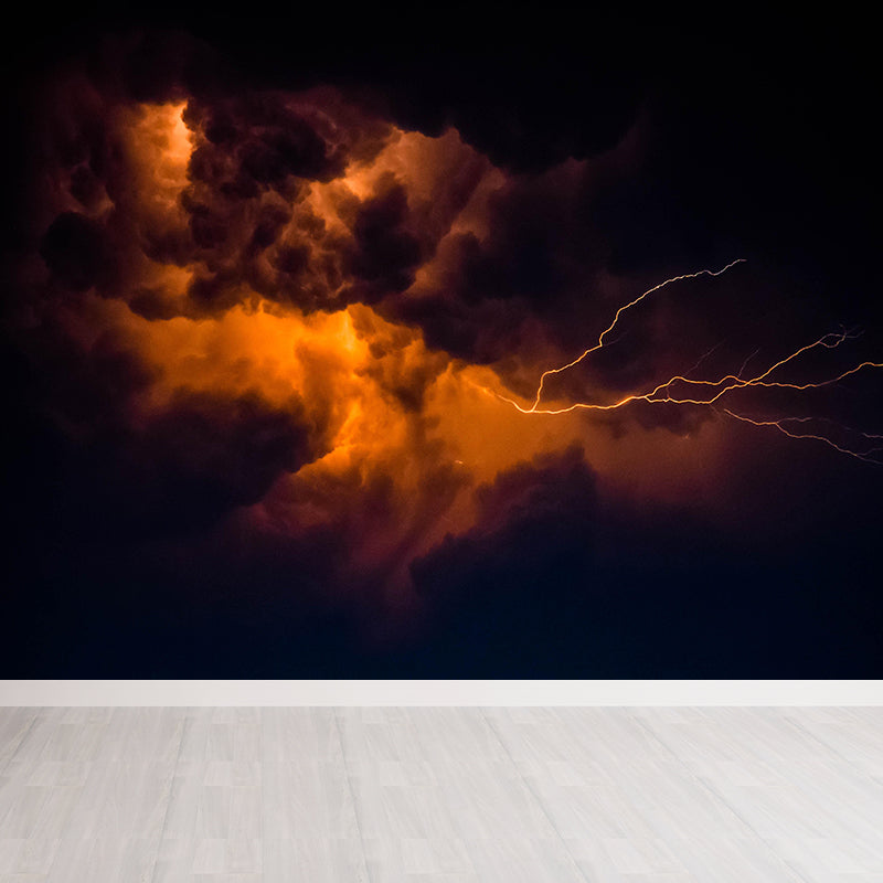 Contemporary Wallpaper Mural with Lightning Pattern Moisture Resistant Wall Covering for Wall Decor
