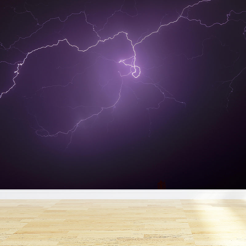Contemporary Wallpaper Mural with Lightning Pattern Moisture Resistant Wall Covering for Wall Decor