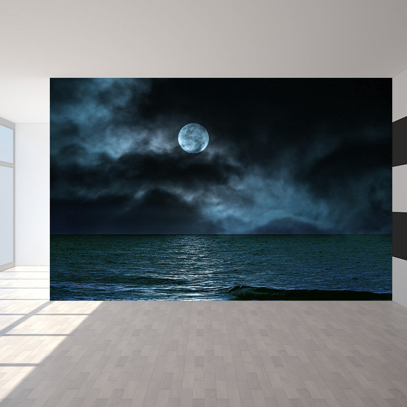 Full Moon View Wallpaper Mural Moisture Resistant Wall Covering for Accent Wall