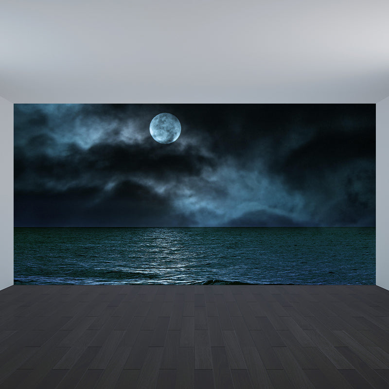 Full Moon View Wallpaper Mural Moisture Resistant Wall Covering for Accent Wall