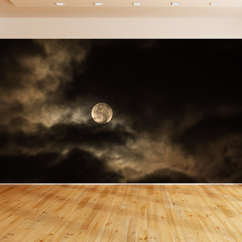 Full Moon View Wallpaper Mural Moisture Resistant Wall Covering for Accent Wall