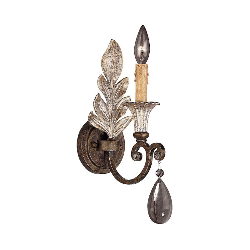Rost/gealtert Silber 1/2 Lichter Leuchten Leuchte Leuchte Traditionelle Kristall -Kerzen -Wandlampe für Wohnzimmer