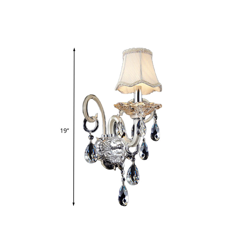 Bell Crystal Wall Lighting Fixture Retro 1/2 Lights Living Room LED Wall Sconce Light in Chrome