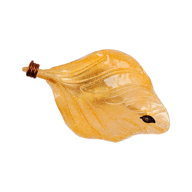 Luminaire encastré de plafond en forme de feuille de campagne en verre jaune à 2 lumières pour couloir