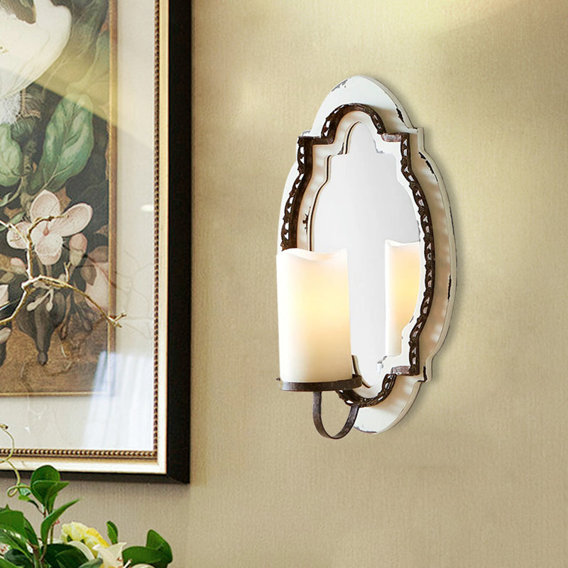 1 Light Vanity Sconce Light Rustic Cylinder Clear Glass Wall Lighting Fixture in Black/Blue for Bathroom