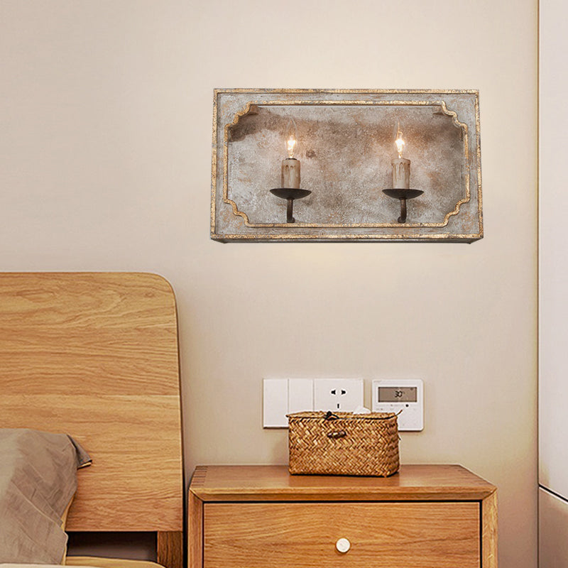 1/2 Lights Candelabra Sconce Light Classic Style White/Bronze/Distressed White Wood Wall Lamp for Living Room