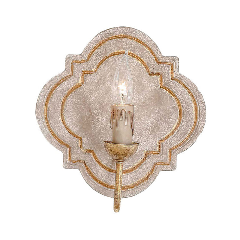 1/2 Lights Candelabra Sconce Light Classic Style White/Bronze/Distressed White Wood Wall Lamp for Living Room