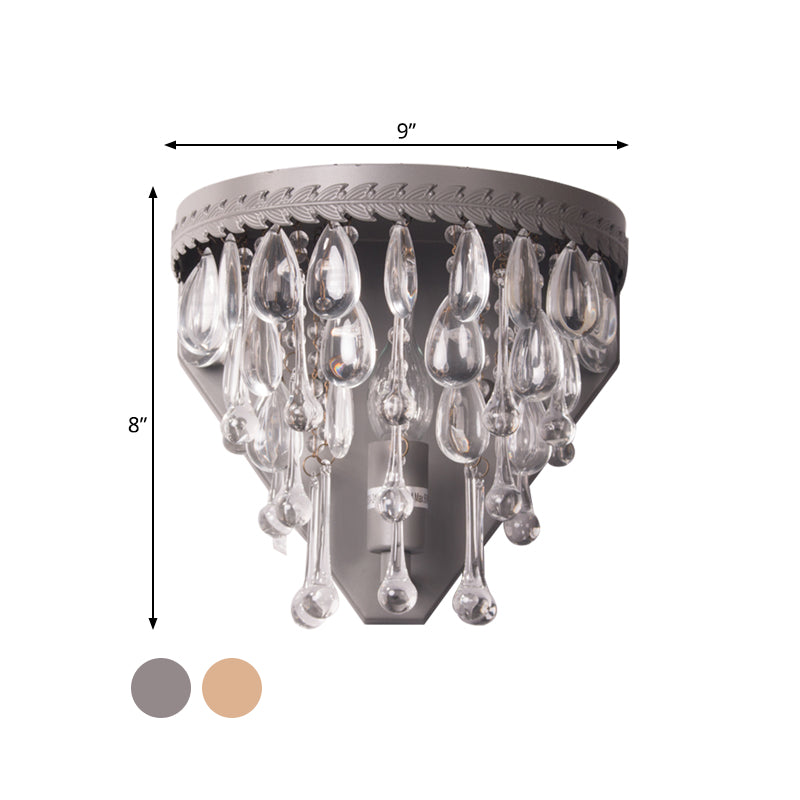 Crystal Grey/Bronze Sconce Light Tiered 1 Light Minimalism Wall Mount Lighting for Bedroom