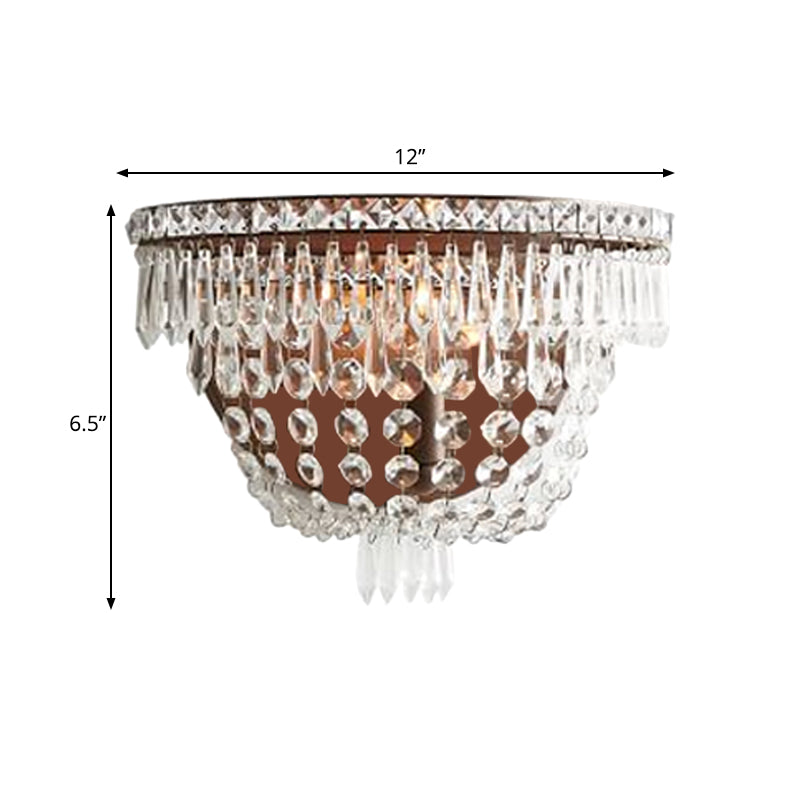Crystal Beaded Sconce Traditional Style 1 Light Living Room Wall Lighting Idea in Brown