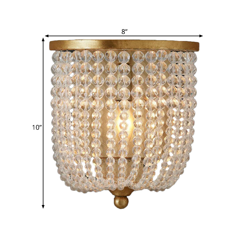 Basket Living Room Wall Mounted Lamp Traditional Style Crystal 1 Light Brass Sconce Light