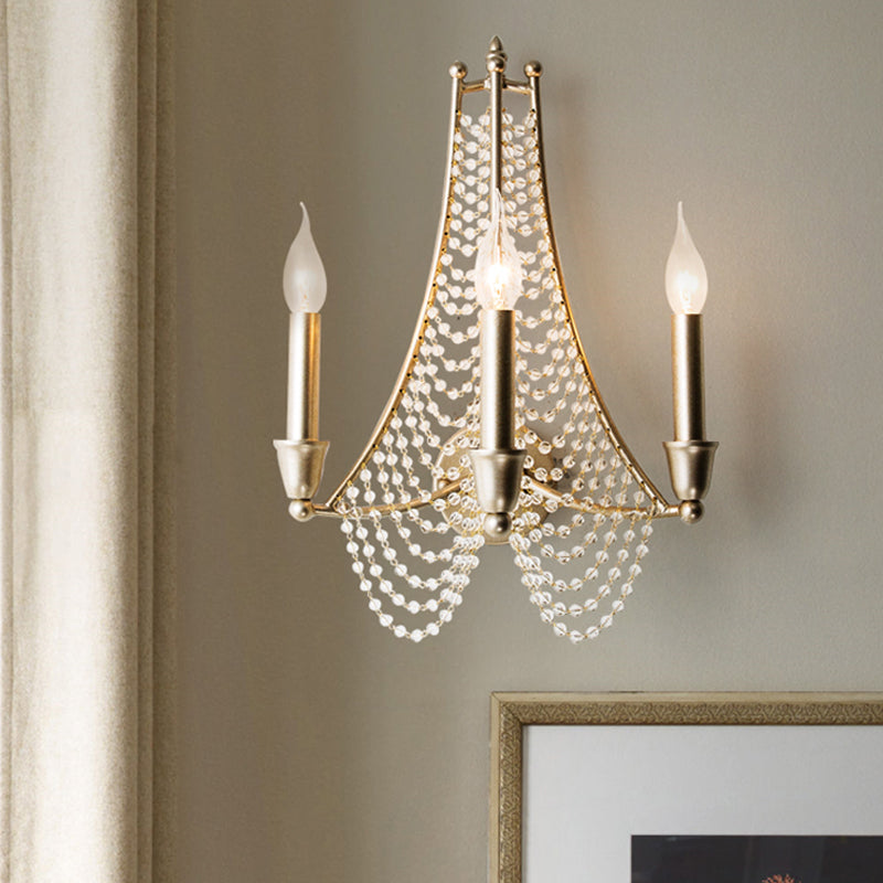 2/3 lichten kralen wandmontage lamp traditionele messing metallic sconce lamp voor slaapkamer