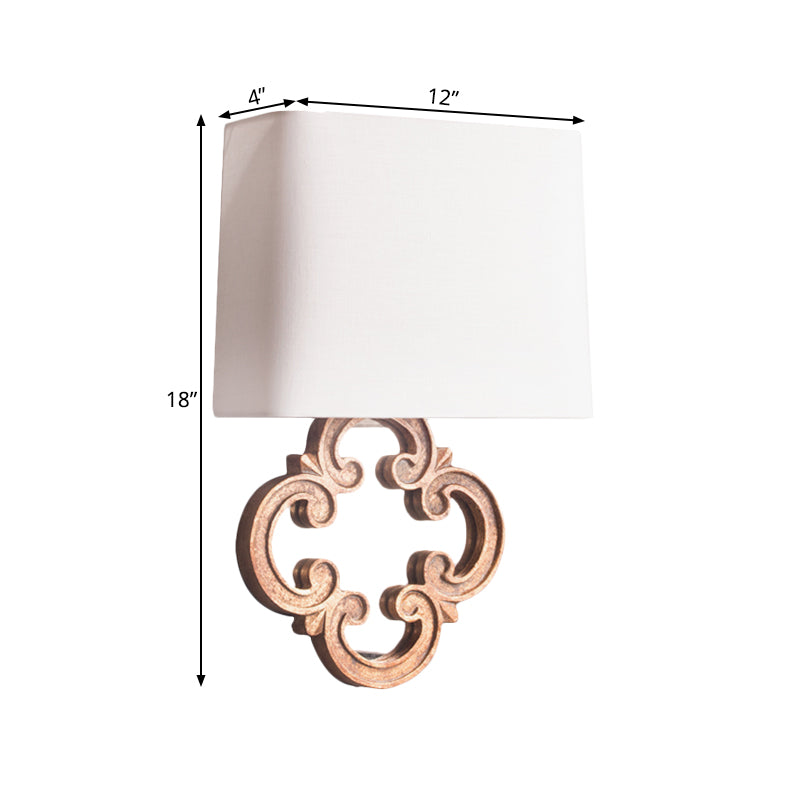Tapered Fabric Wall Mounted Lighting Countryside 1 Light Living Room Sconce in White
