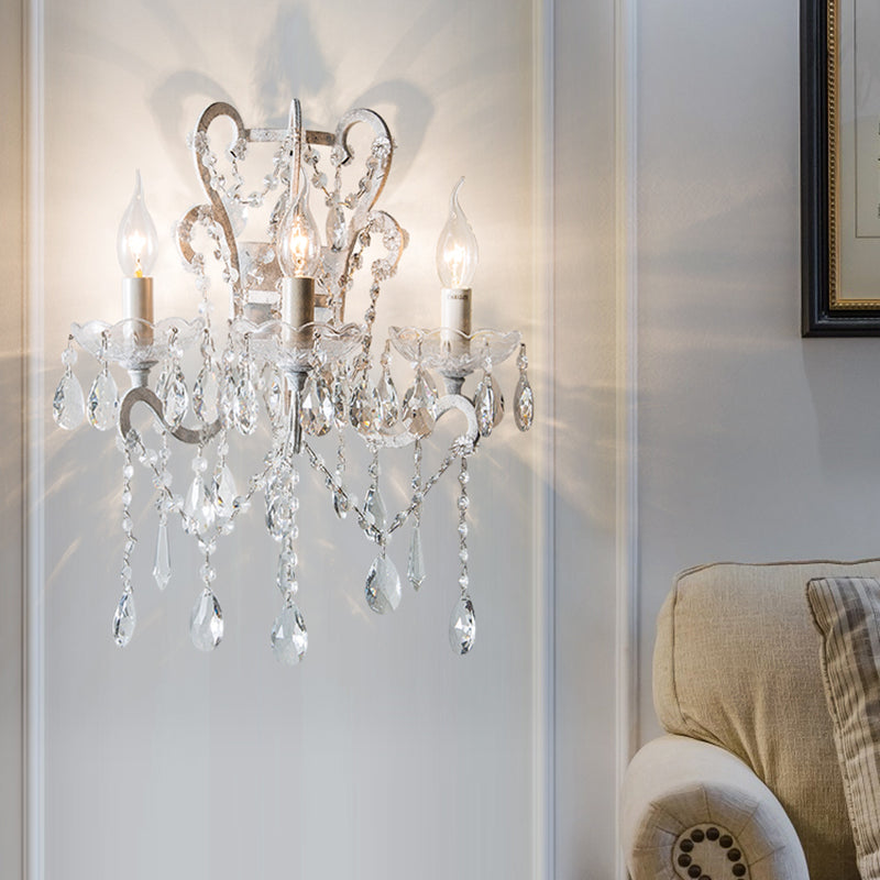 Metallgold/Dorn weiße Wand montiertem Lichtsturzarm 3 Lichter Lodge Lodge mit Kristallakz