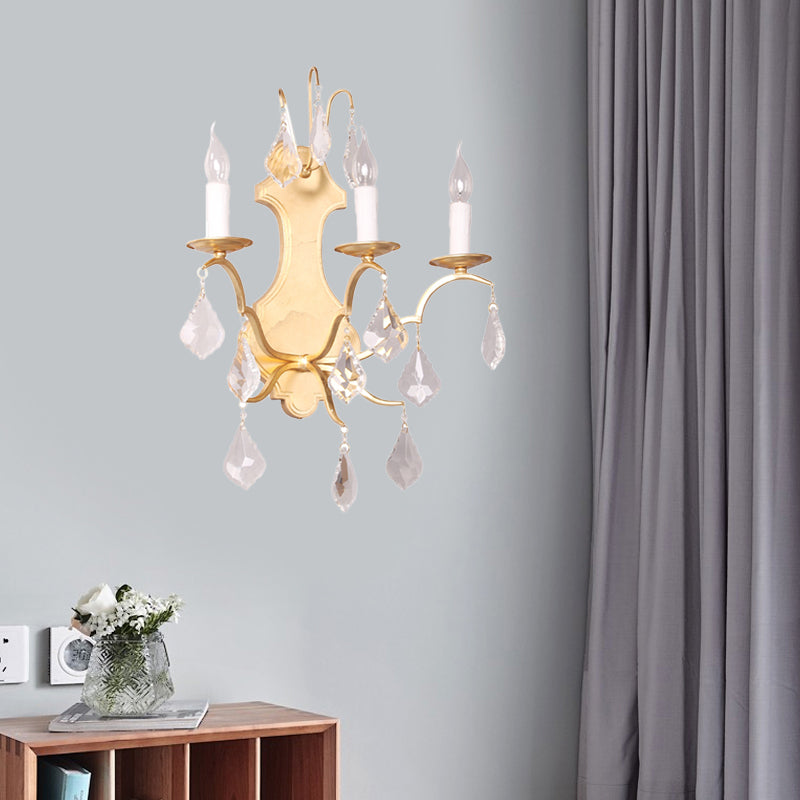 Lámpara de muro de pared de la sala de estar con curvas curvas doradas con acento de cristal