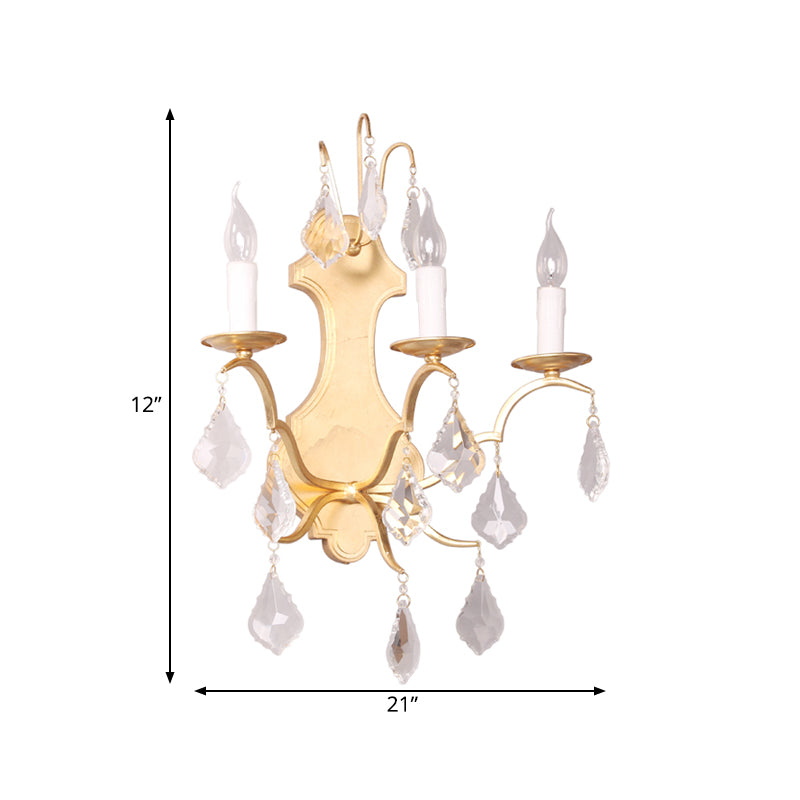 Lámpara de muro de pared de la sala de estar con curvas curvas doradas con acento de cristal