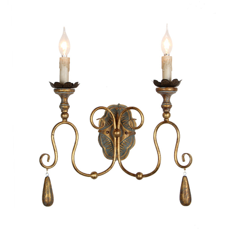 Candle chambre Vanité Sronce Light Countryside Metal 2 lumières