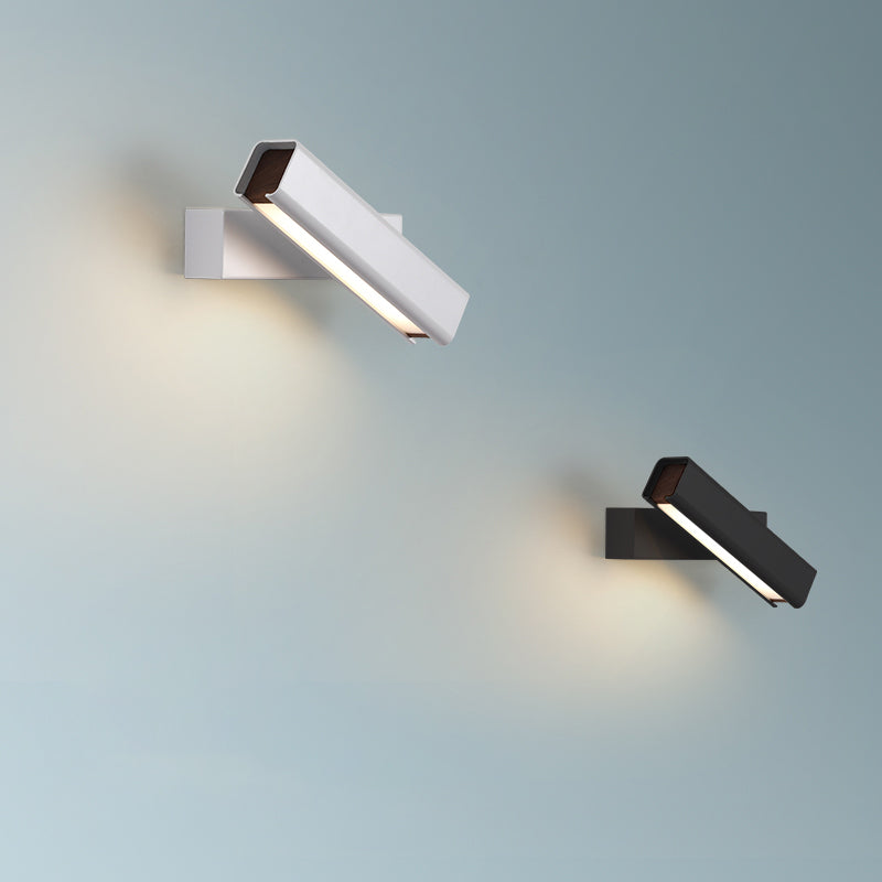 Aluminium LED Rotatable Wall Sconce in Modern Minimalist Style Wooden Wall Lamp for Bedroom