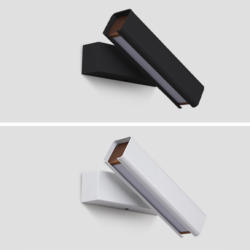 Aluminium LED Rotatable Wall Sconce in Modern Minimalist Style Wooden Wall Lamp for Bedroom
