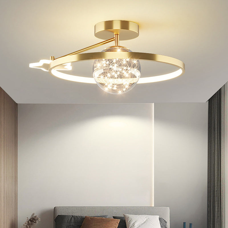 Ring Semi Flush Mount Light Fixture Modern Simplicity Ceiling Mount Light Fixture for Bedroom
