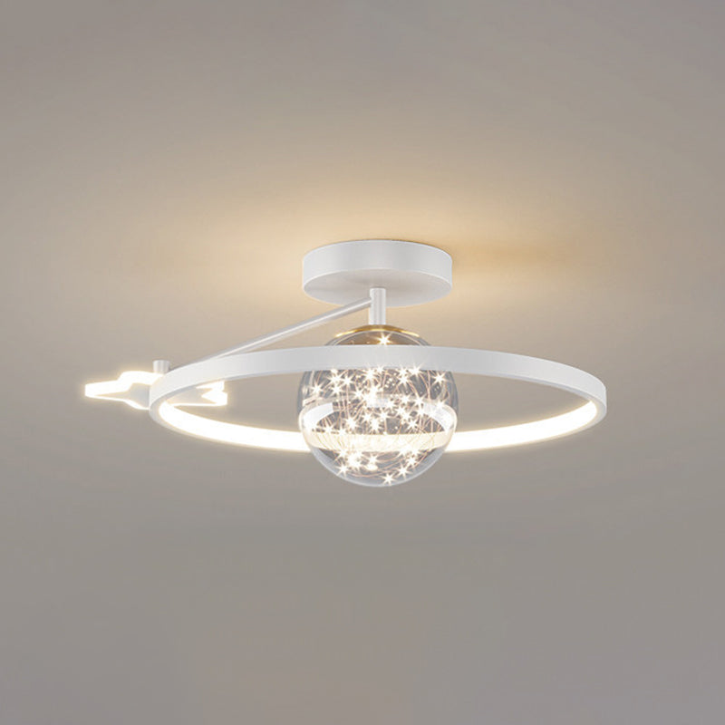 Ring Semi Flush Mount Light Fixture Modern Simplicity Ceiling Mount Light Fixture for Bedroom