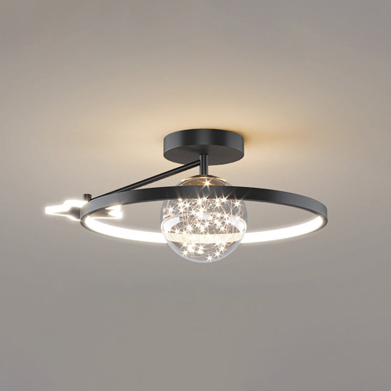 Ring Semi Flush Mount Light Fixture Modern Simplicity Ceiling Mount Light Fixture for Bedroom