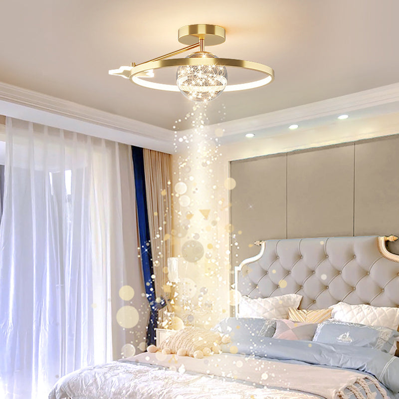 Ring Semi Flush Mount Light Fixture Modern Simplicity Ceiling Mount Light Fixture for Bedroom