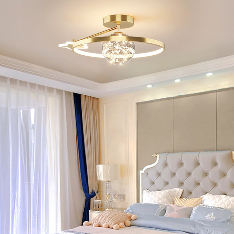 Ring Semi Flush Mount Light Fixture Modern Simplicity Ceiling Mount Light Fixture for Bedroom