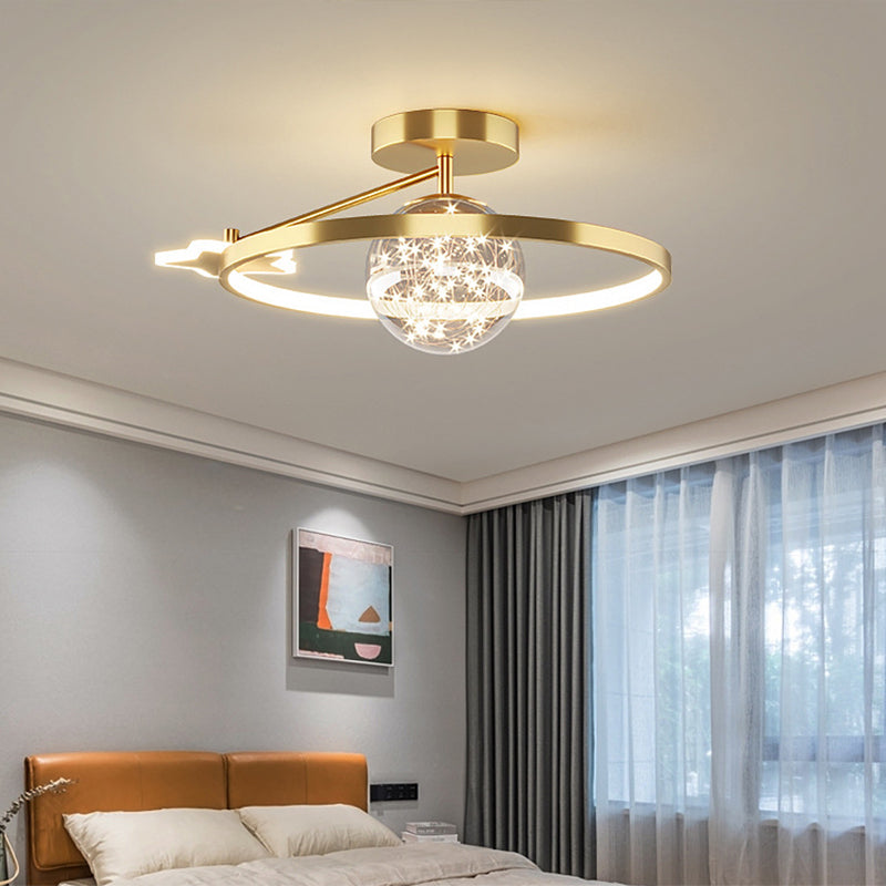 Ring Semi Flush Mount Light Fixture Modern Simplicity Ceiling Mount Light Fixture for Bedroom