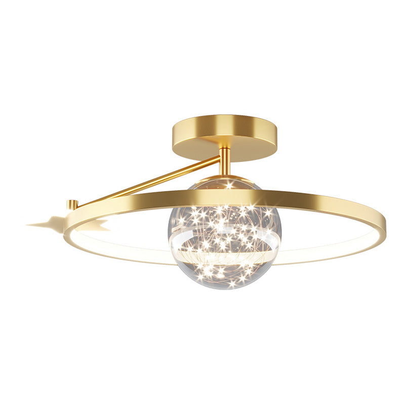 Ring Semi Flush Mount Light Fixture Modern Simplicity Ceiling Mount Light Fixture for Bedroom