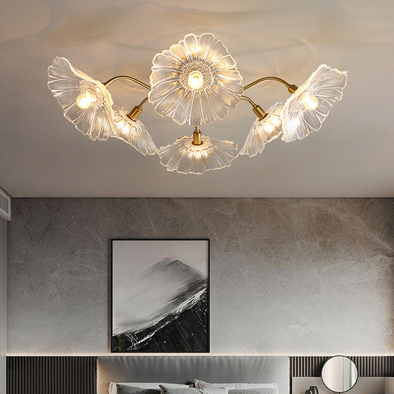 Blume Semi Flush Mount Leuchte moderne Glasdeckleuchten für Wohnzimmer
