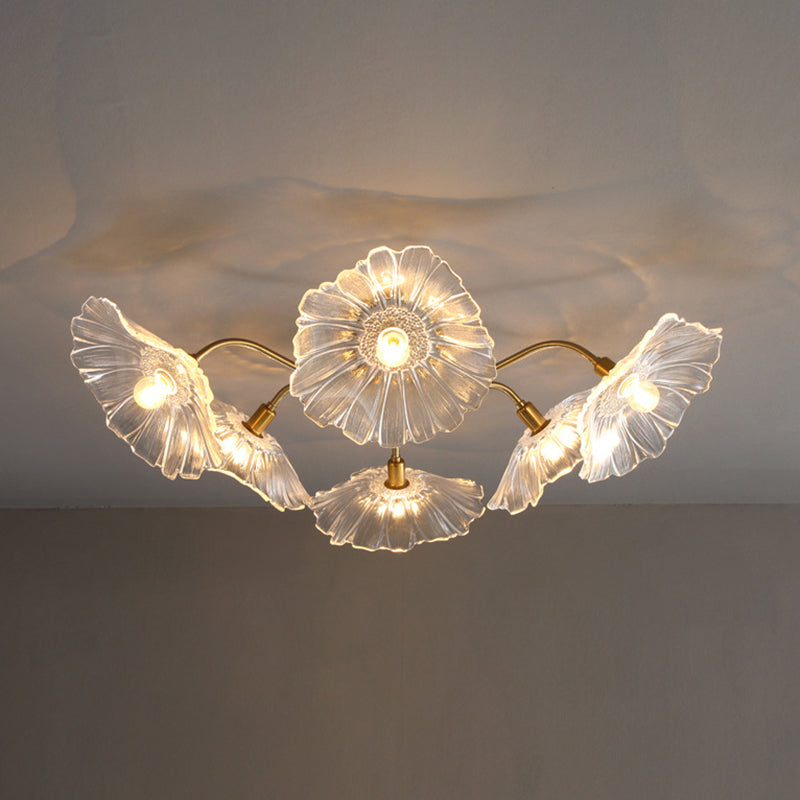Blume Semi Flush Mount Leuchte moderne Glasdeckleuchten für Wohnzimmer