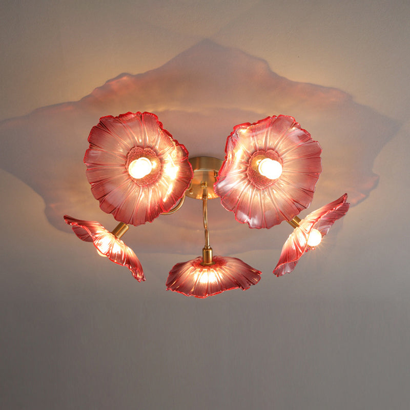 Blume Semi Flush Mount Leuchte moderne Glasdeckleuchten für Wohnzimmer
