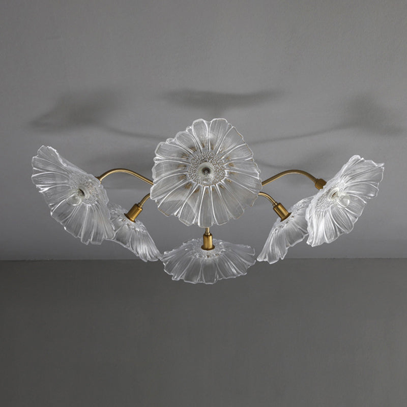 Blume Semi Flush Mount Leuchte moderne Glasdeckleuchten für Wohnzimmer