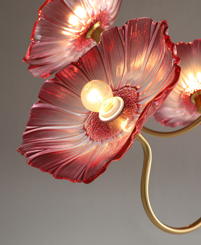 Blume Semi Flush Mount Leuchte moderne Glasdeckleuchten für Wohnzimmer