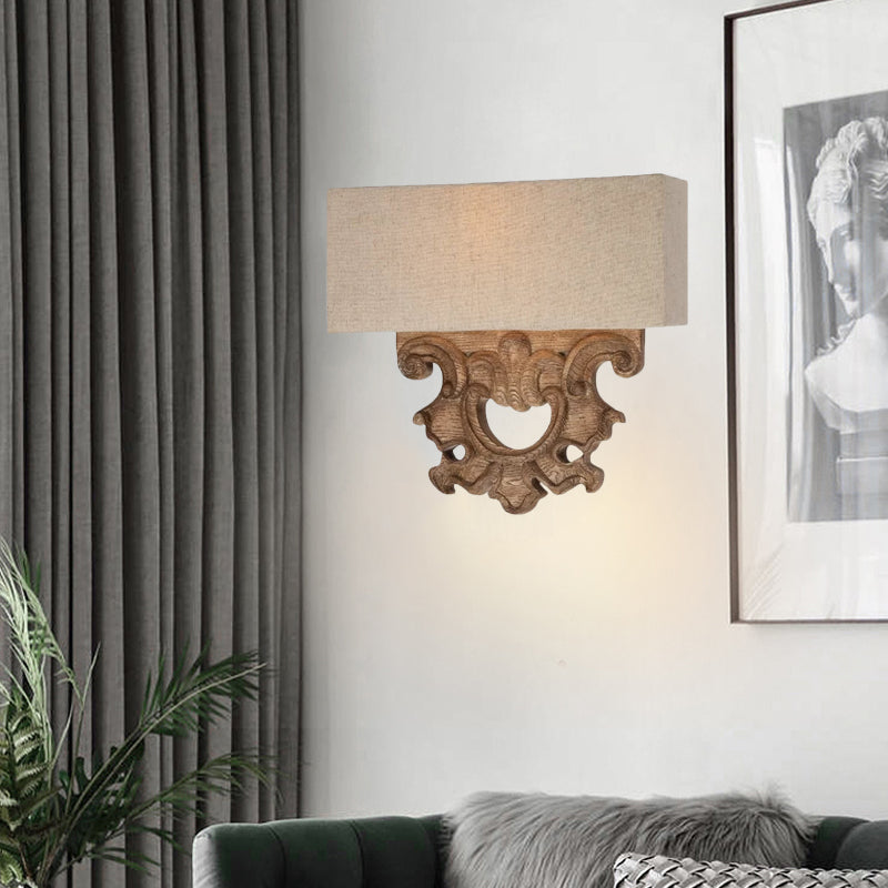 12"/23" Height Fabric White Wall Lamp Rectangle 1 Light Traditional Style Sconce Light Fixture