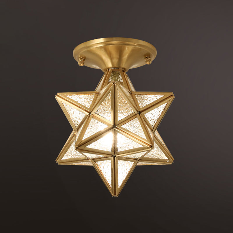 Luz de techo semi-flush de estrella lámpara de lámpara de montaje de techo de vidrio tradicional para dormitorio
