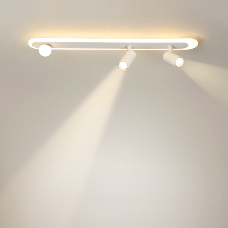 White Linear LED Track Lighting Fixtures Modern Aluminum Ceiling Light with 2 Spotlights