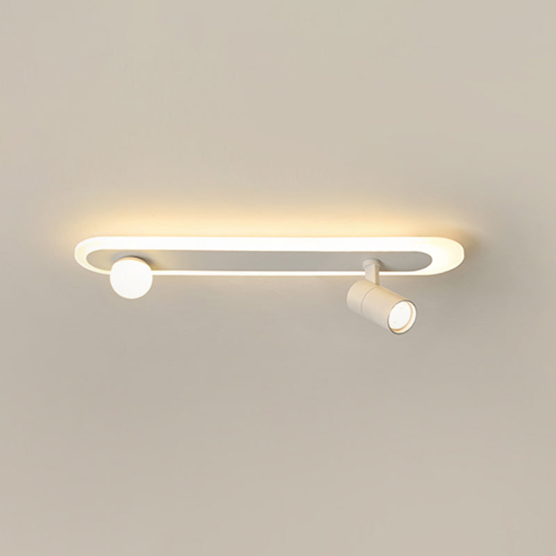 White Linear LED Track Lighting Fixtures Modern Aluminum Ceiling Light with 2 Spotlights