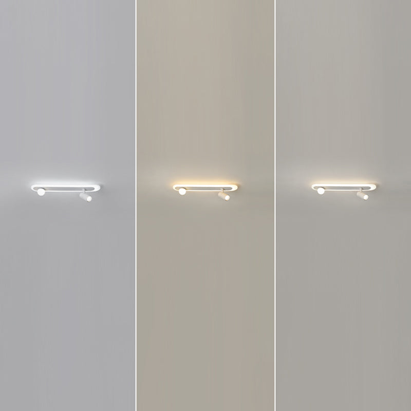 White Linear LED Track Lighting Fixtures Modern Aluminum Ceiling Light with 2 Spotlights