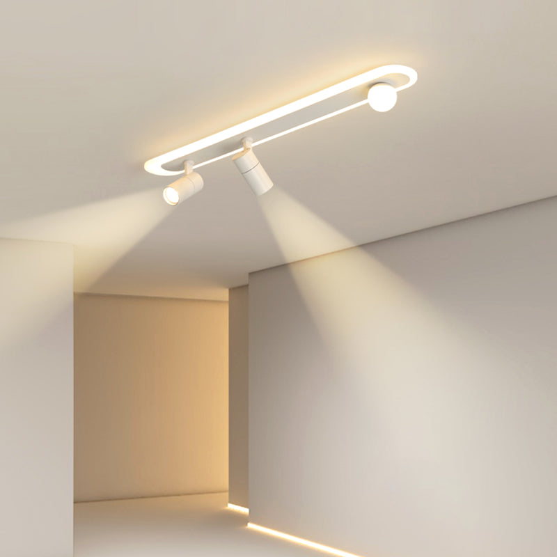 White Linear LED Track Lighting Fixtures Modern Aluminum Ceiling Light with 2 Spotlights